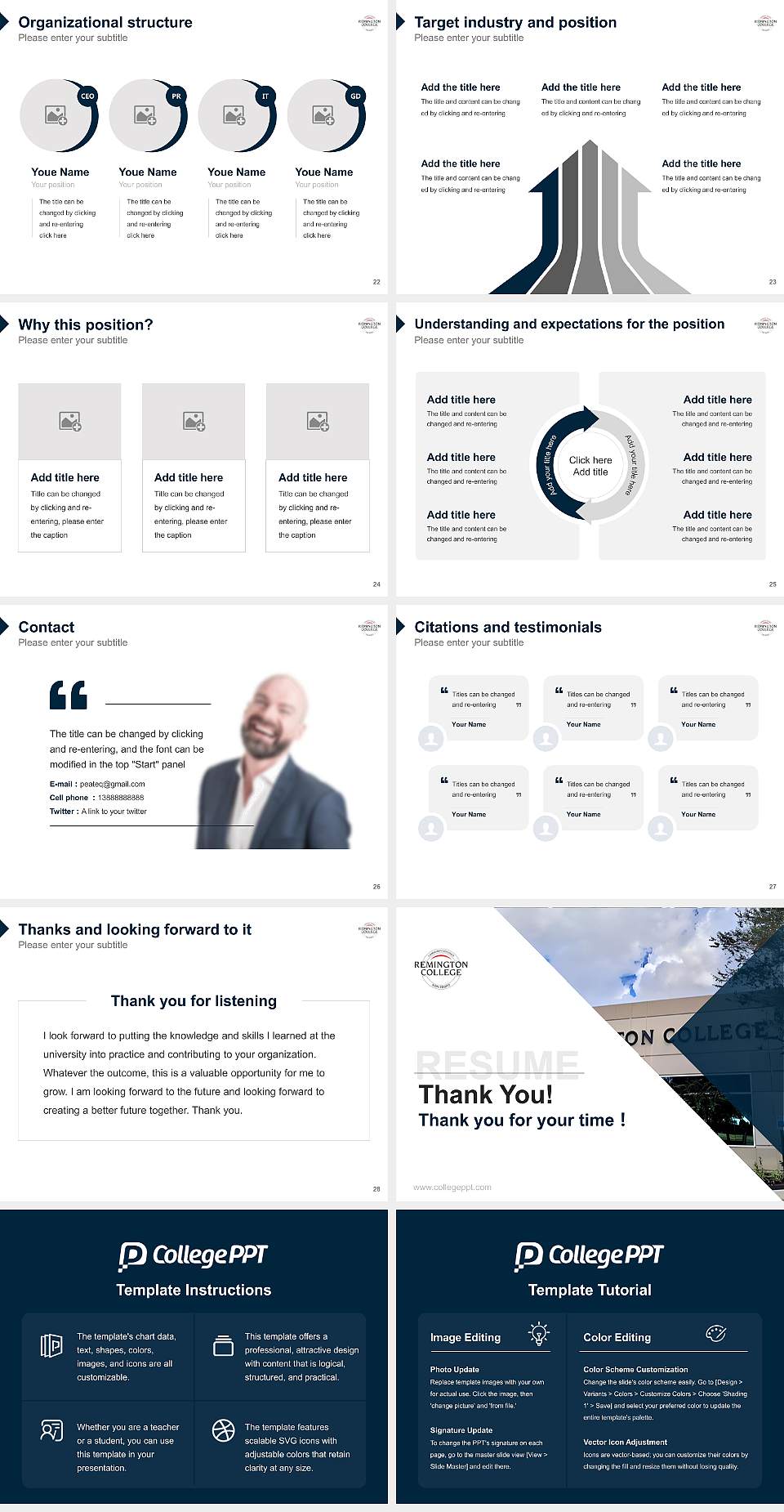 Remington College North Houston Campus Resume PPT Template4:3 ratio PPT effect preview image4