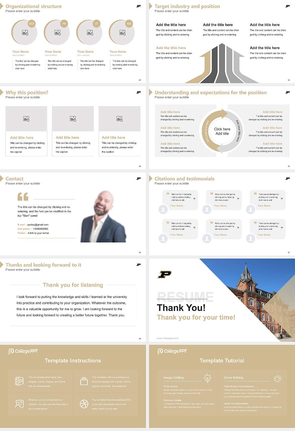 Purdue University-Main Campus Resume PPT Template16:9 ratio PPT effect preview image4