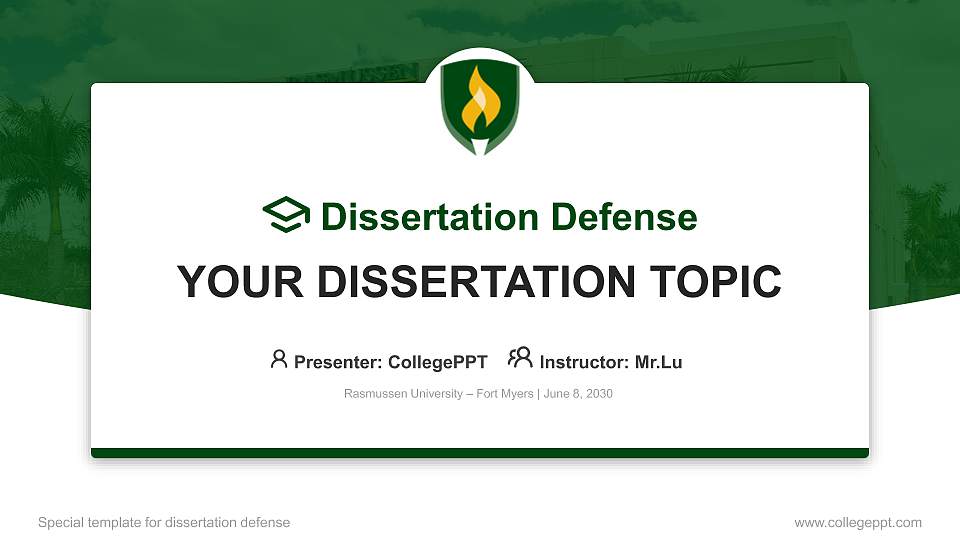 Rasmussen University – Fort Myers Graduation Thesis Defense PPT Template16:9 ratio PPT effect preview image