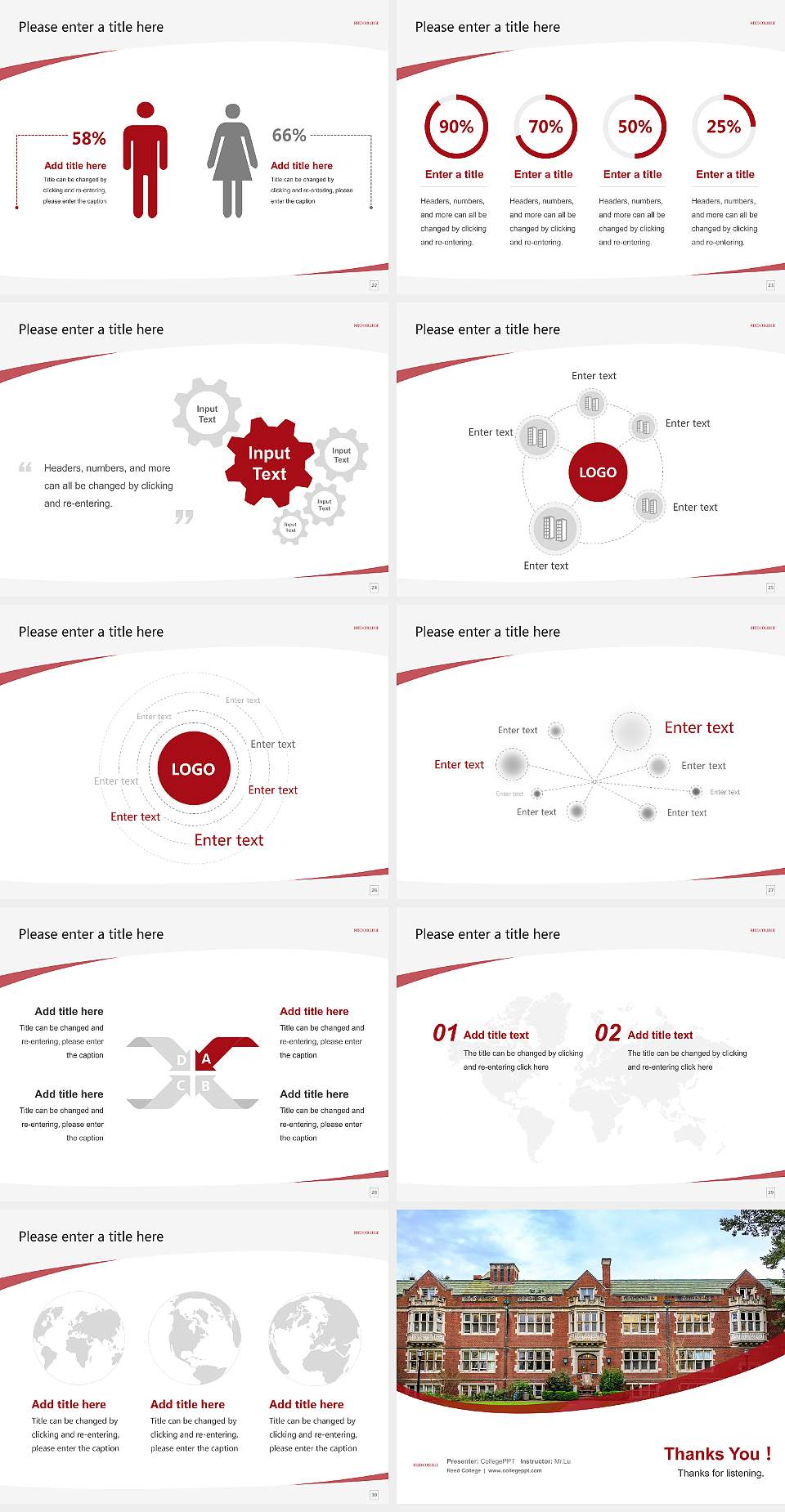 Reed College Course/Courseware Creation PPT Template4:3 ratio PPT effect preview image4