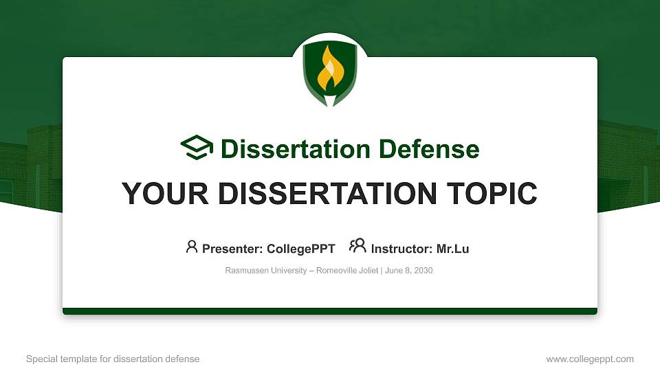 Rasmussen University – Romeoville Joliet Graduation Thesis Defense PPT Template16:9 ratio PPT effect preview image