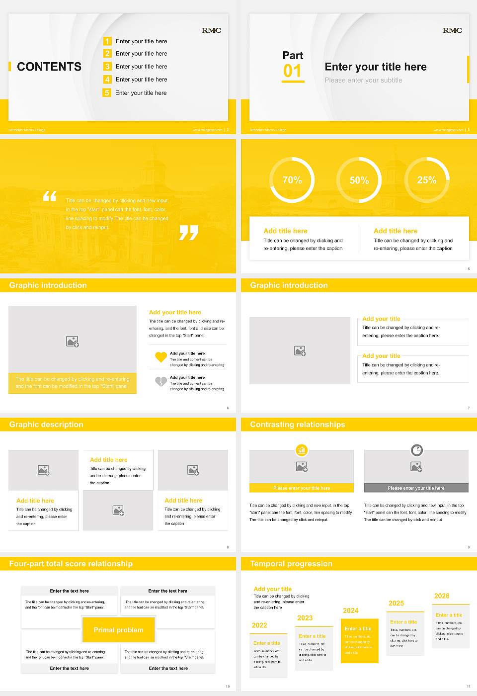 Randolph-Macon College Thesis Proposal/Graduation Defense PPT Template16:9 ratio PPT effect preview image2