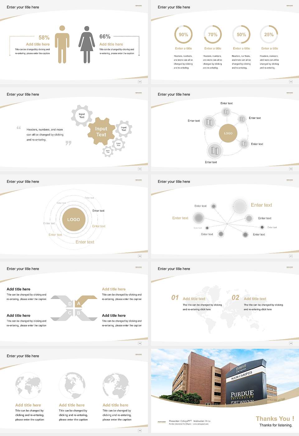 Purdue University Fort Wayne Course/Courseware Creation PPT Template16:9 ratio PPT effect preview image4