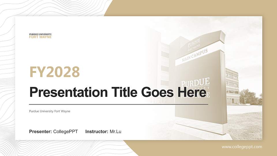 Purdue University Fort Wayne Academic Presentation/Research Findings Report PPT Template16:9 ratio PPT effect preview image