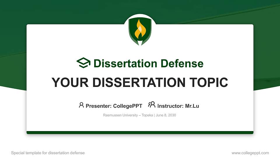 Rasmussen University – Topeka Graduation Thesis Defense PPT Template16:9 ratio PPT effect preview image
