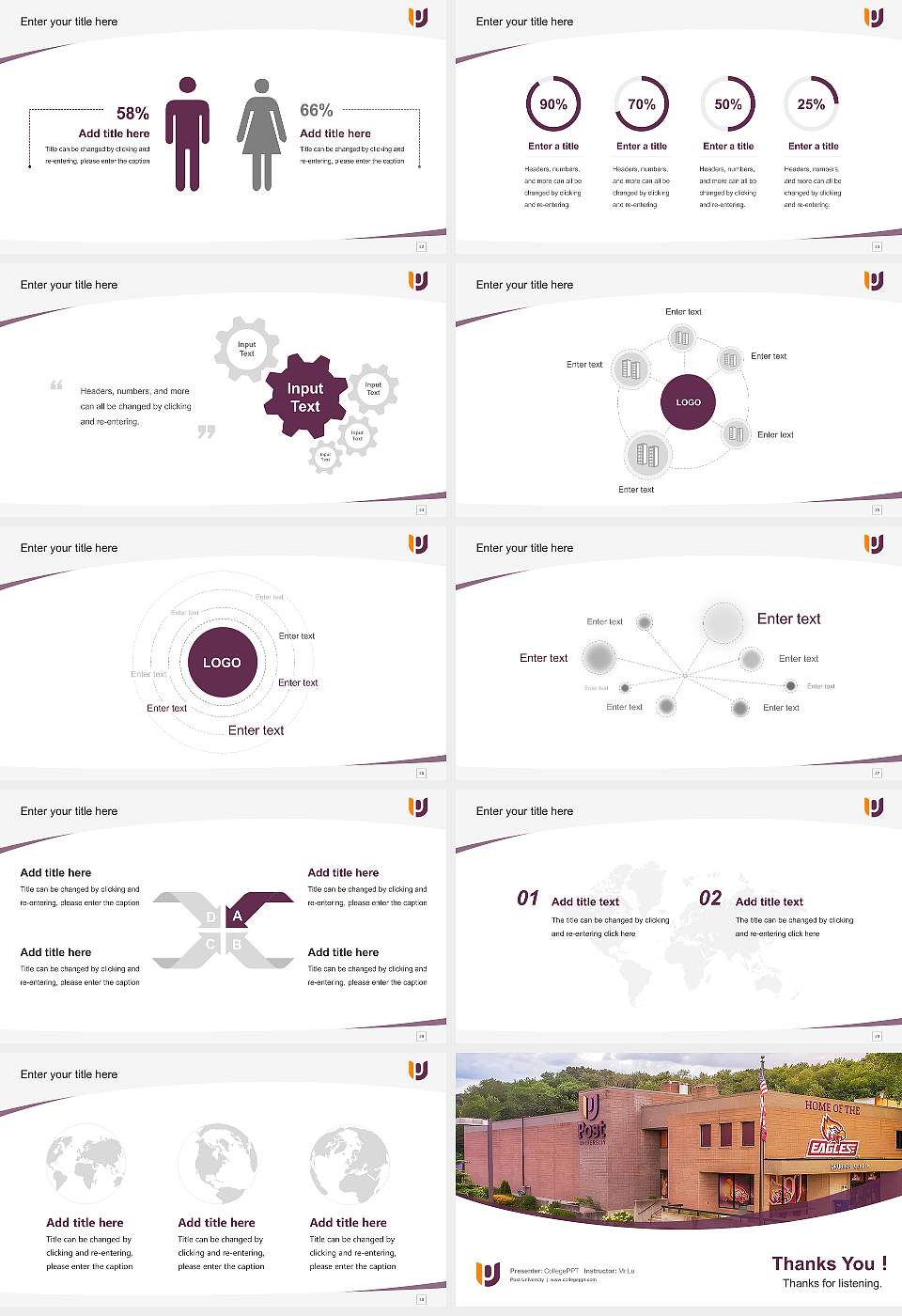 Post University Course/Courseware Creation PPT Template16:9 ratio PPT effect preview image4