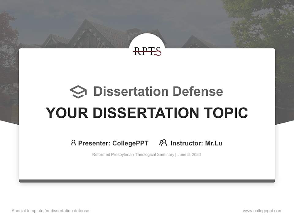 Reformed Presbyterian Theological Seminary Graduation Thesis Defense PPT Template4:3 ratio PPT effect preview image7