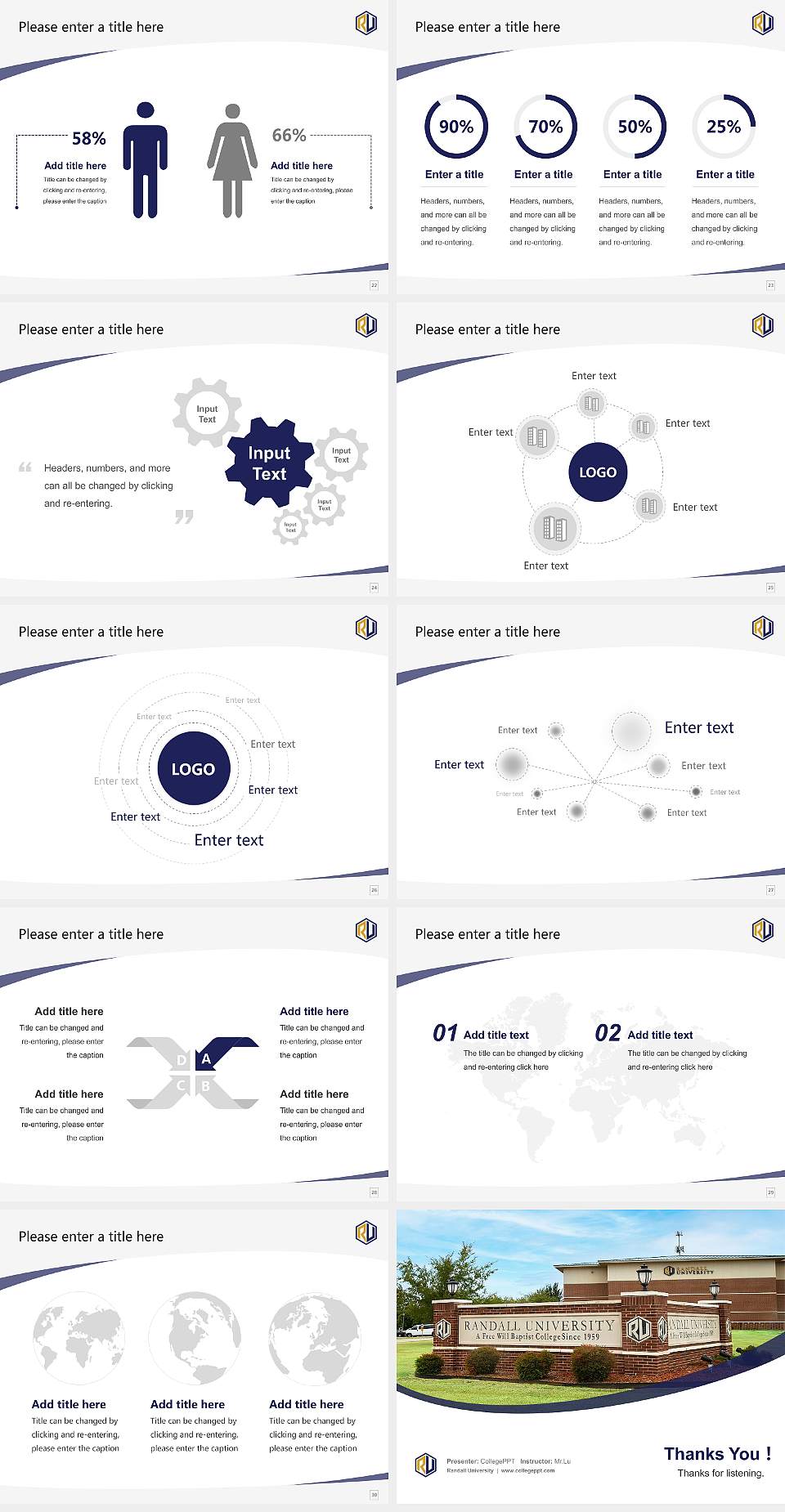 Randall University Course/Courseware Creation PPT Template4:3 ratio PPT effect preview image4