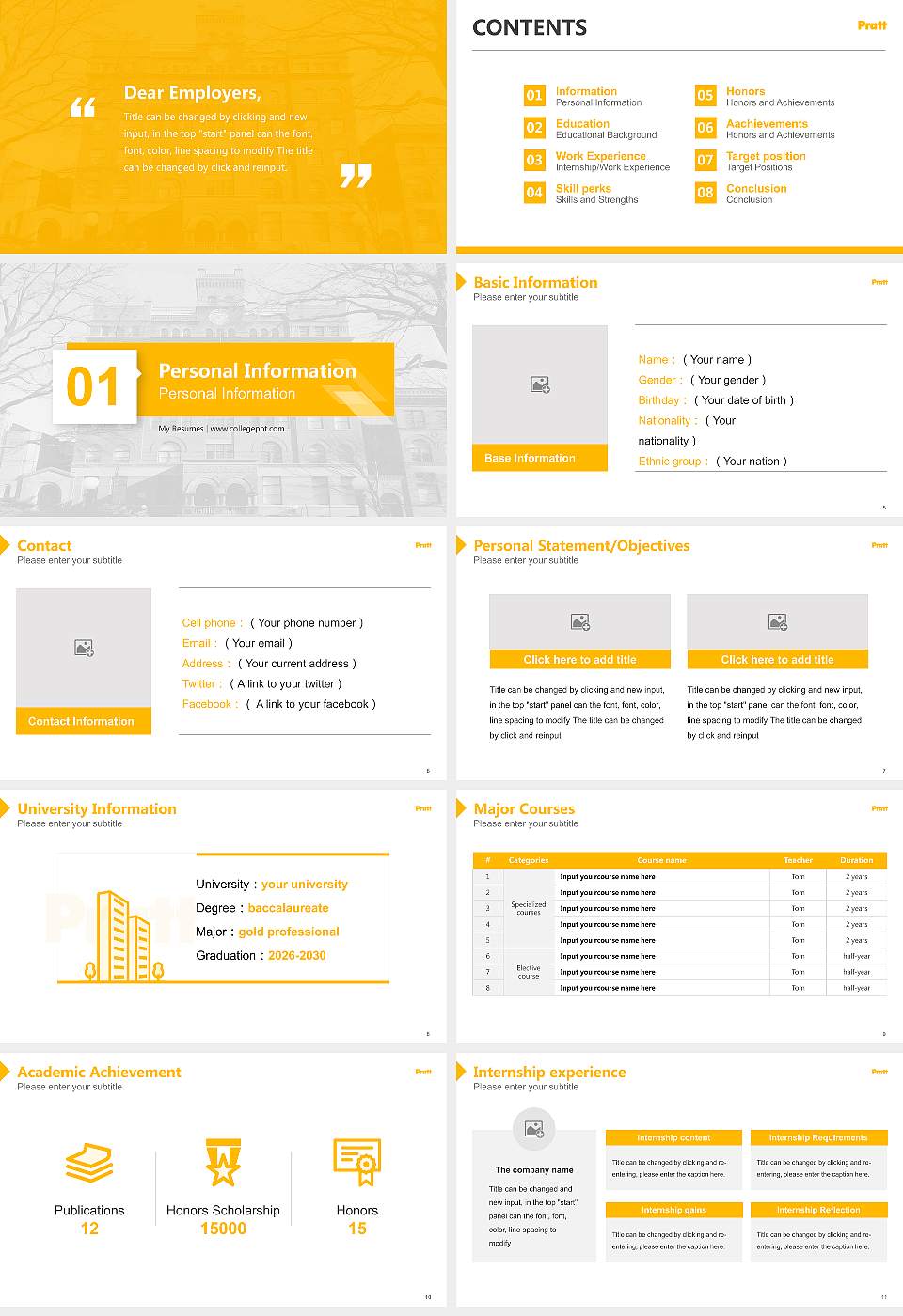 Pratt Institute-Main Resume PPT Template16:9 ratio PPT effect preview image2