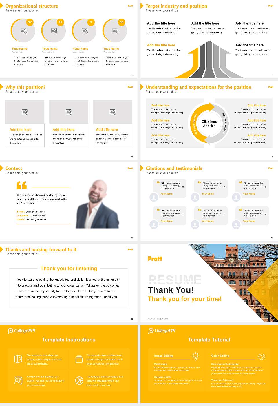 Pratt Institute-Main Resume PPT Template16:9 ratio PPT effect preview image4
