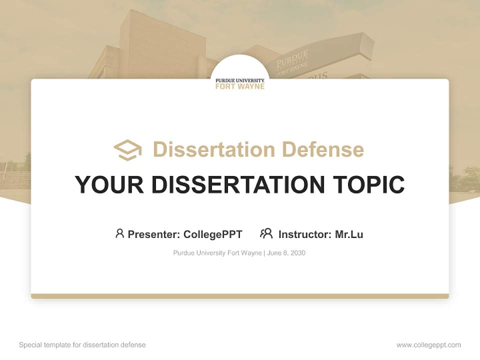 Purdue University Fort Wayne Graduation Thesis Defense PPT Template4:3 ratio PPT effect preview image7