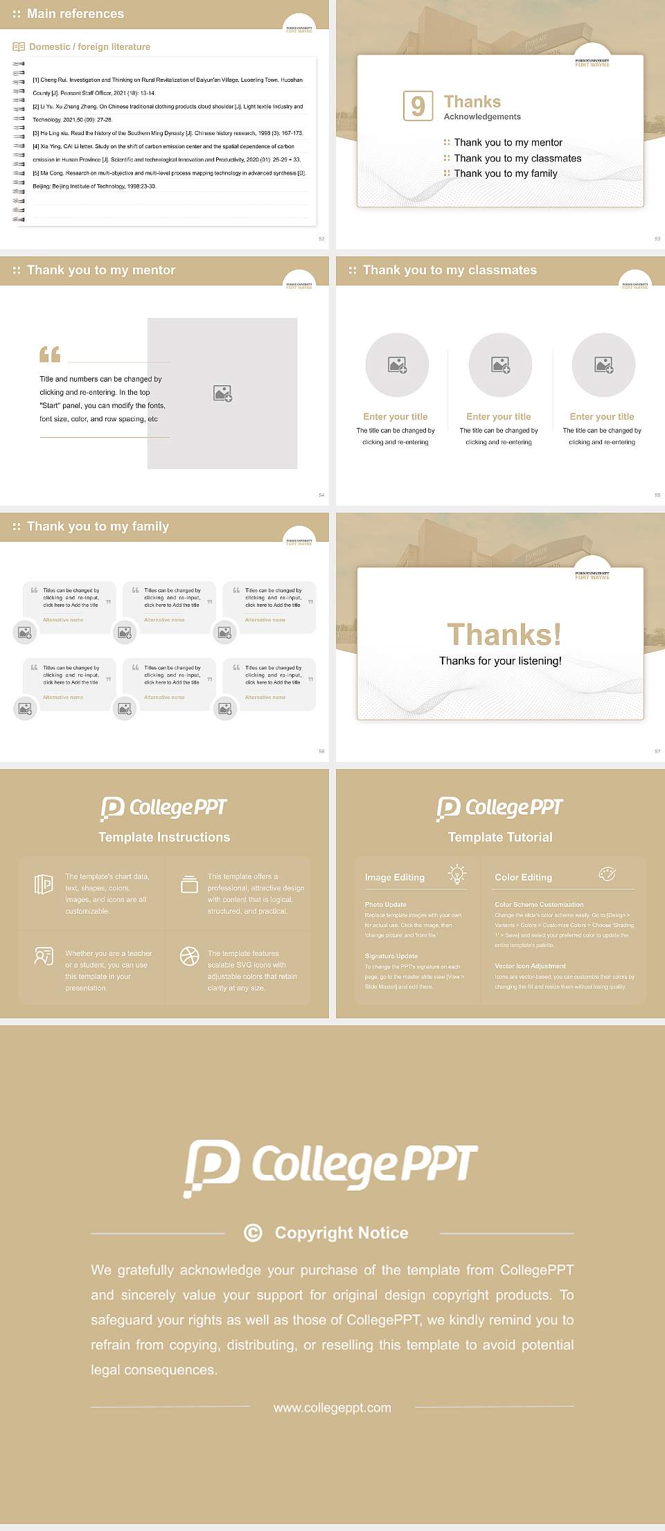 Purdue University Fort Wayne Graduation Thesis Defense PPT Template4:3 ratio PPT effect preview image7