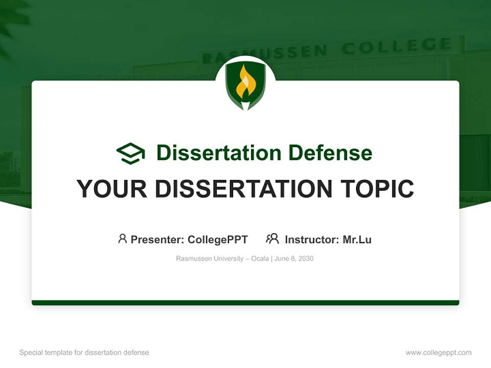Rasmussen University – Ocala Graduation Thesis Defense PPT Template4:3 ratio PPT effect preview image7