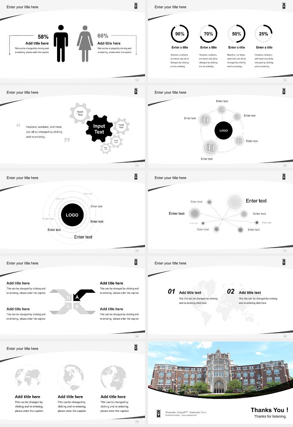 Providence College Course/Courseware Creation PPT Template16:9 ratio PPT effect preview image4