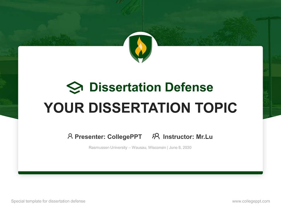 Rasmussen University – Wausau, Wisconsin Graduation Thesis Defense PPT Template4:3 ratio PPT effect preview image7