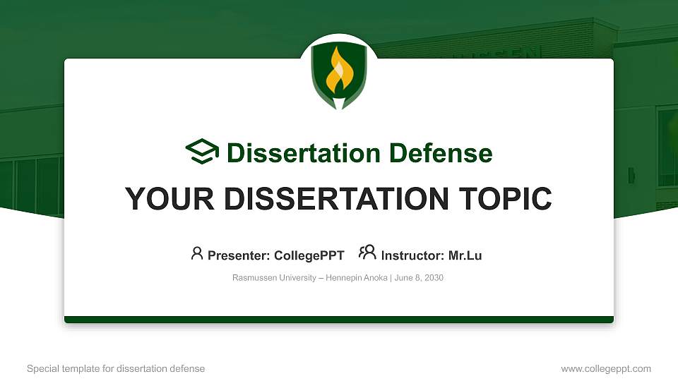 Rasmussen University – Hennepin Anoka Graduation Thesis Defense PPT Template16:9 ratio PPT effect preview image