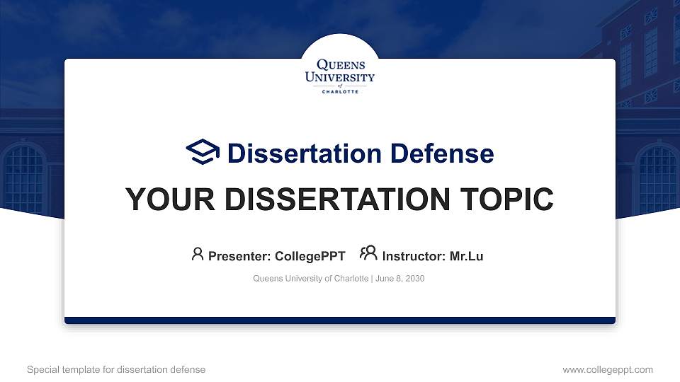 Queens University of Charlotte Graduation Thesis Defense PPT Template16:9 ratio PPT effect preview image