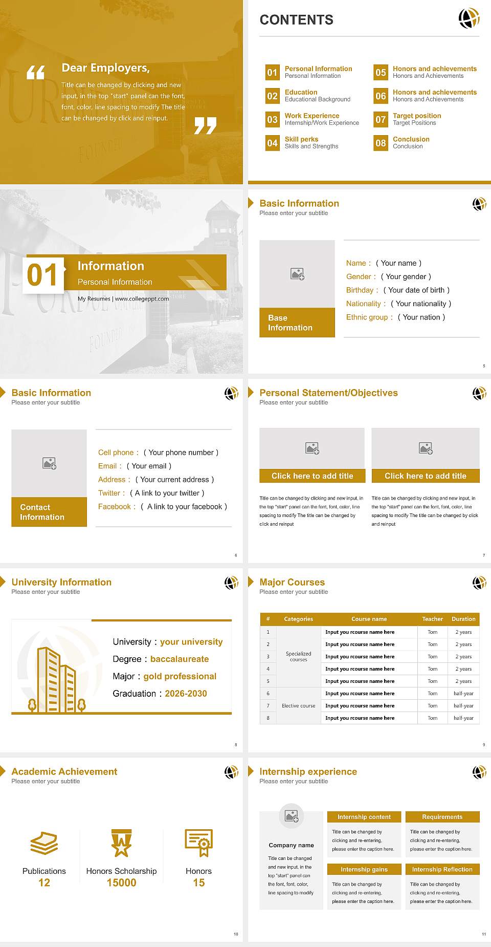 Purdue University Global Resume PPT Template4:3 ratio PPT effect preview image2
