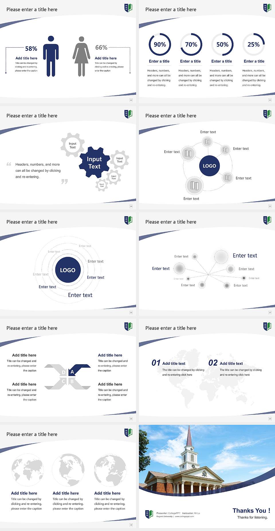 Regent University Course/Courseware Creation PPT Template4:3 ratio PPT effect preview image4