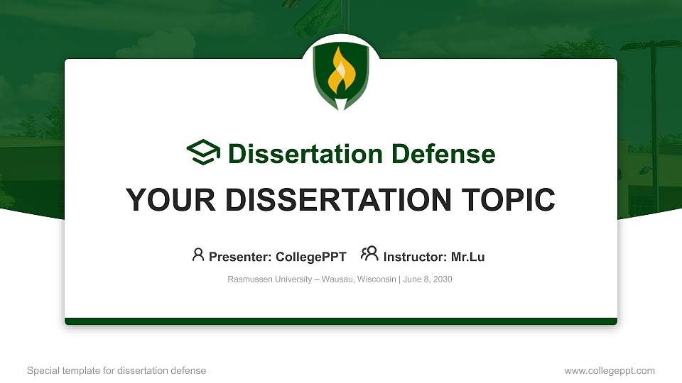 Rasmussen University – Wausau, Wisconsin Graduation Thesis Defense PPT Template16:9 ratio PPT effect preview image