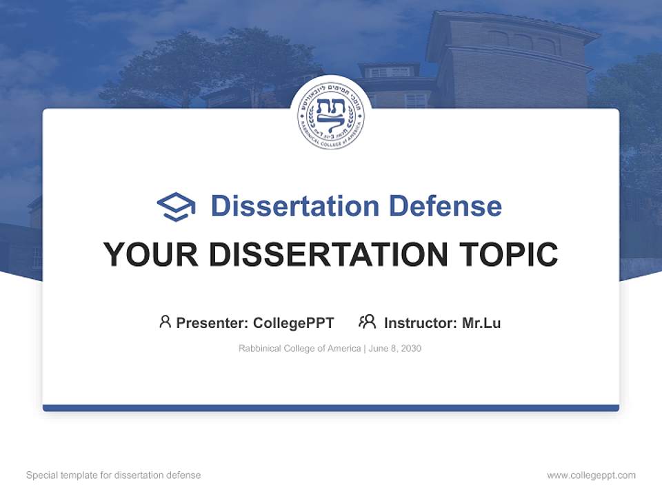 Rabbinical College of America Graduation Thesis Defense PPT Template4:3 ratio PPT effect preview image7