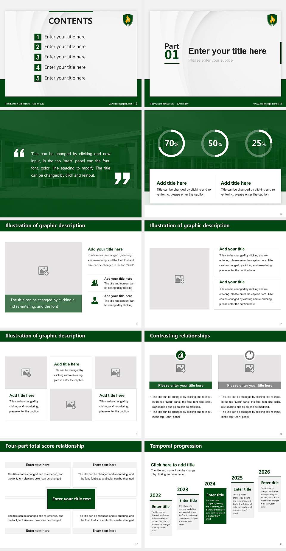 Rasmussen University – Green Bay Thesis Proposal/Graduation Defense PPT Template4:3 ratio PPT effect preview image2