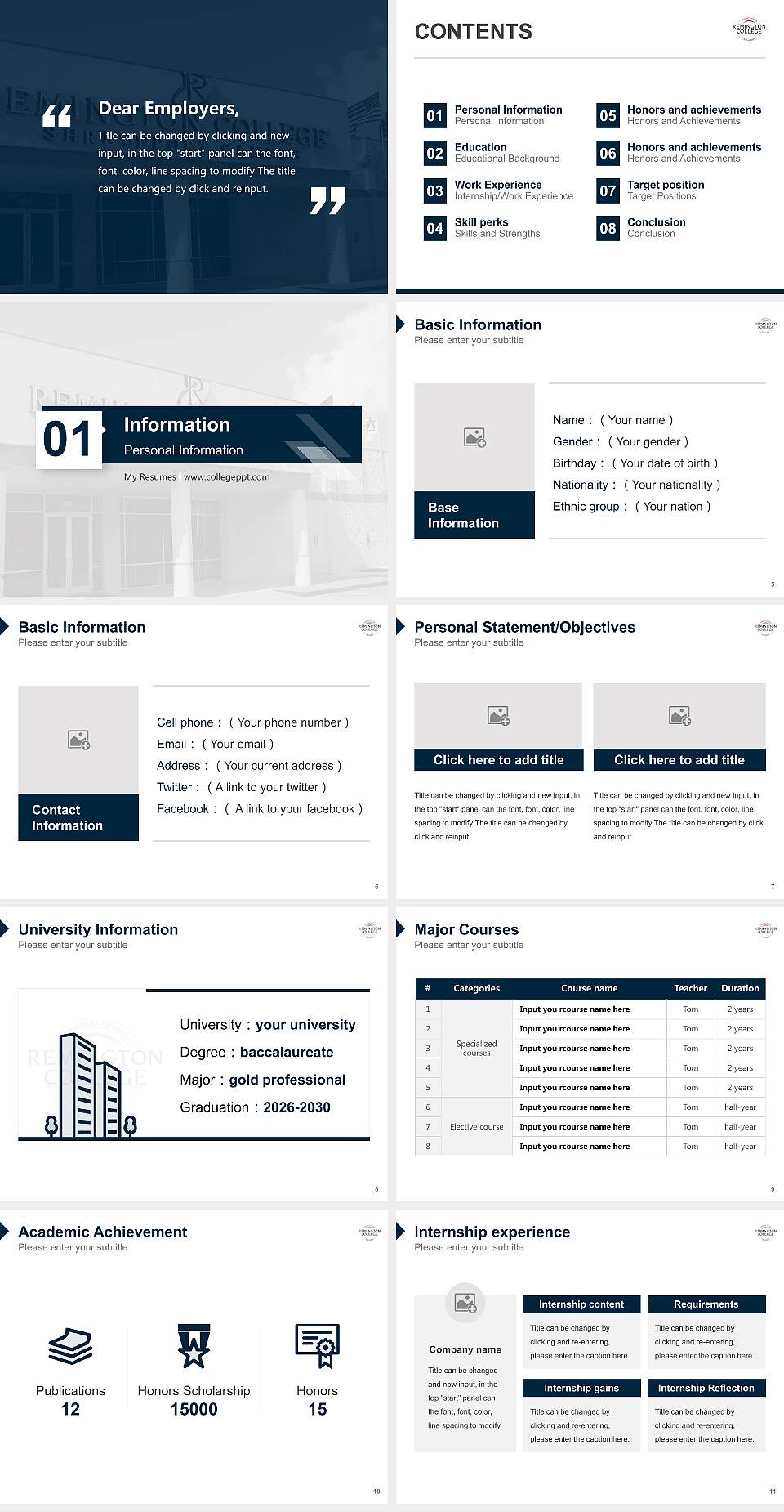 Remington College Shreveport Campus Resume PPT Template4:3 ratio PPT effect preview image2