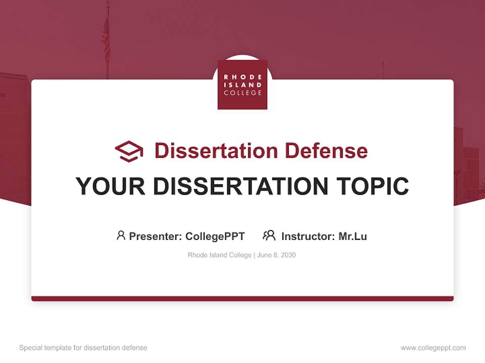 Rhode Island College Graduation Thesis Defense PPT Template4:3 ratio PPT effect preview image7