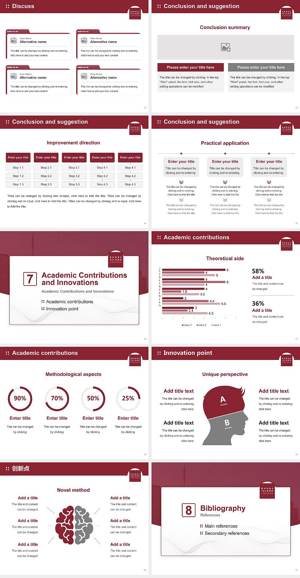 Rhode Island College Graduation Thesis Defense PPT Template4:3 ratio PPT effect preview image6