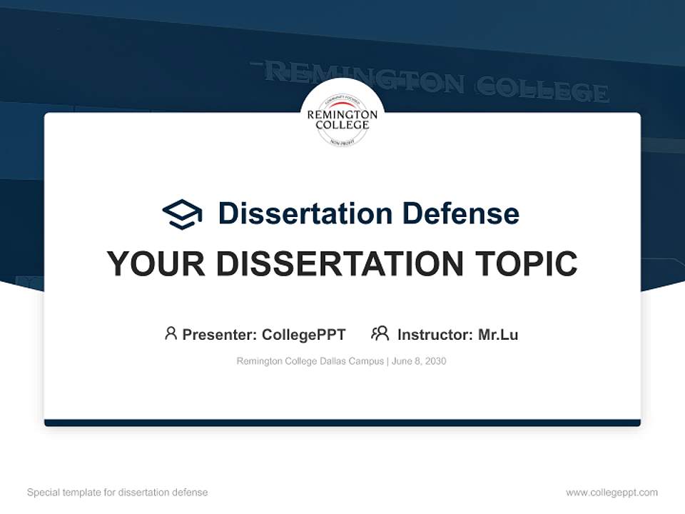 Remington College Dallas Campus Graduation Thesis Defense PPT Template4:3 ratio PPT effect preview image7