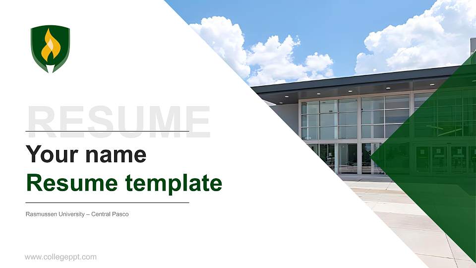 Rasmussen University – Central Pasco Resume PPT Template16:9 ratio PPT effect preview image