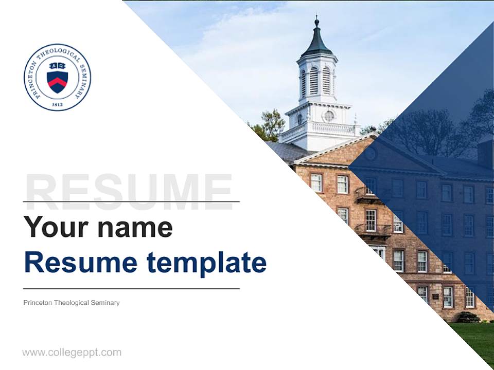 Princeton Theological Seminary Resume PPT Template4:3 ratio PPT effect preview image5