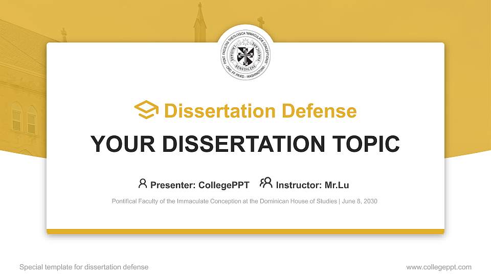 Pontifical Faculty of the Immaculate Conception at the Dominican House of Studies Graduation Thesis Defense PPT Template16:9 ratio PPT effect preview image