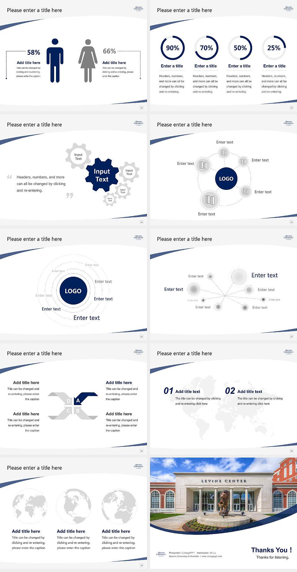 Queens University of Charlotte Course/Courseware Creation PPT Template4:3 ratio PPT effect preview image4