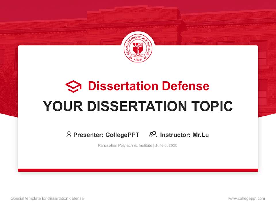 Rensselaer Polytechnic Institute Graduation Thesis Defense PPT Template4:3 ratio PPT effect preview image7