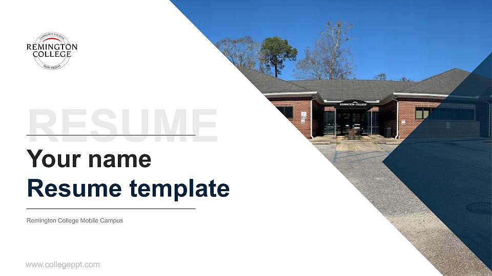 Remington College Mobile Campus Resume PPT Template16:9 ratio PPT effect preview image