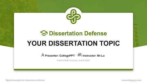 Portland State University Graduation Thesis Defense PPT Template