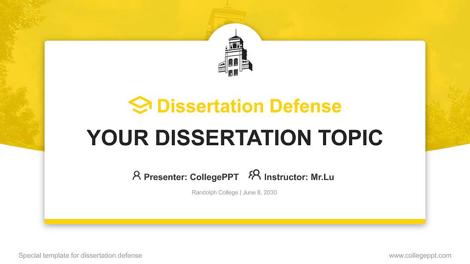 Randolph College Graduation Thesis Defense PPT Template16:9 ratio PPT effect preview image1