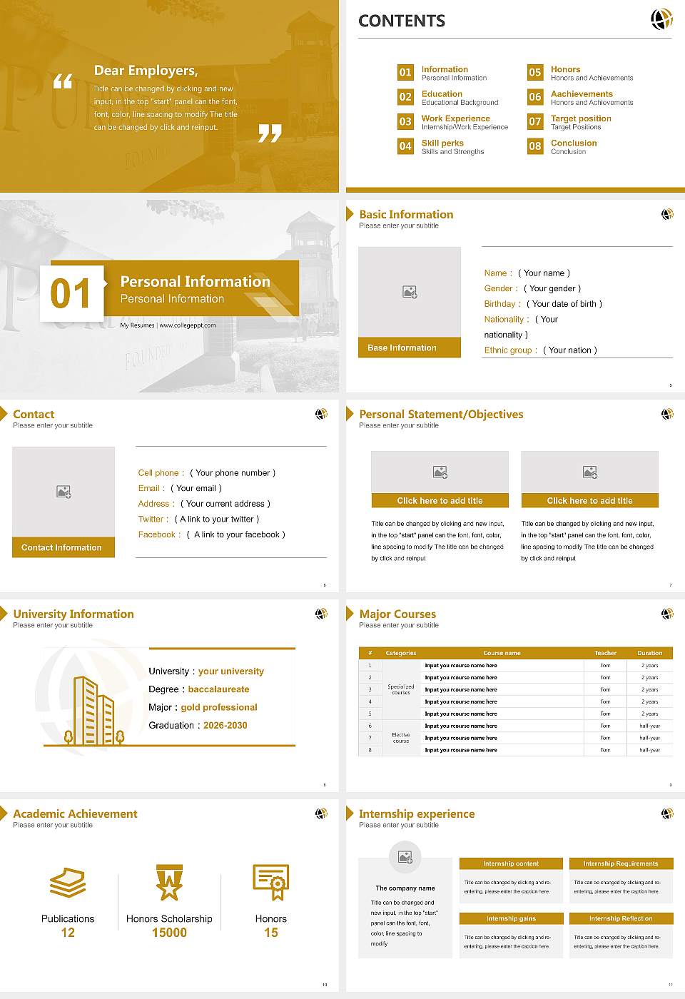 Purdue University Global Resume PPT Template16:9 ratio PPT effect preview image2