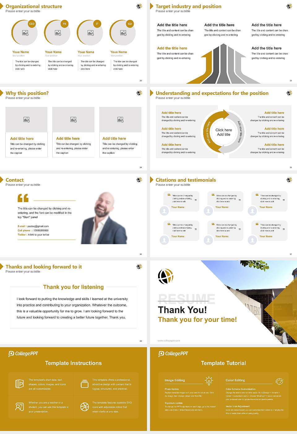 Purdue University Global Resume PPT Template16:9 ratio PPT effect preview image4