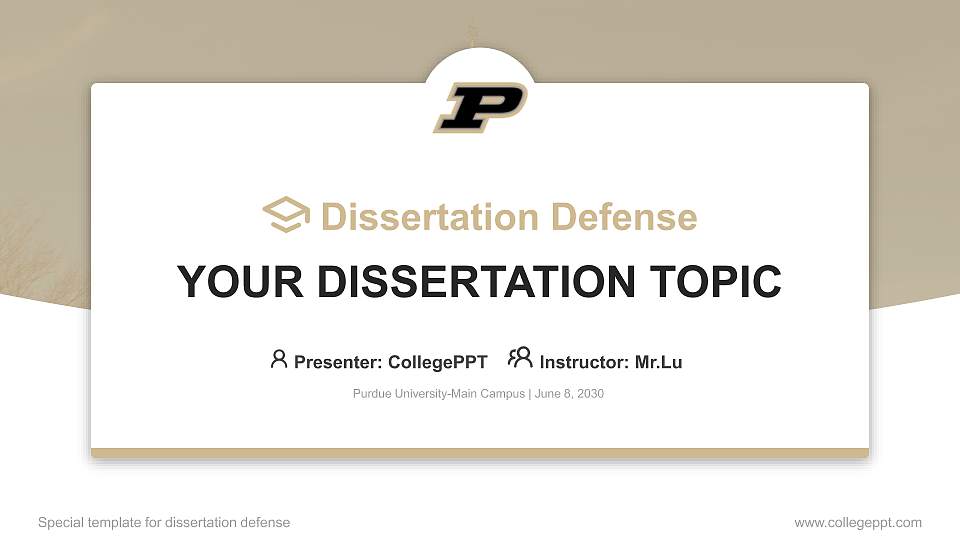 Purdue University-Main Campus Graduation Thesis Defense PPT Template16:9 ratio PPT effect preview image1