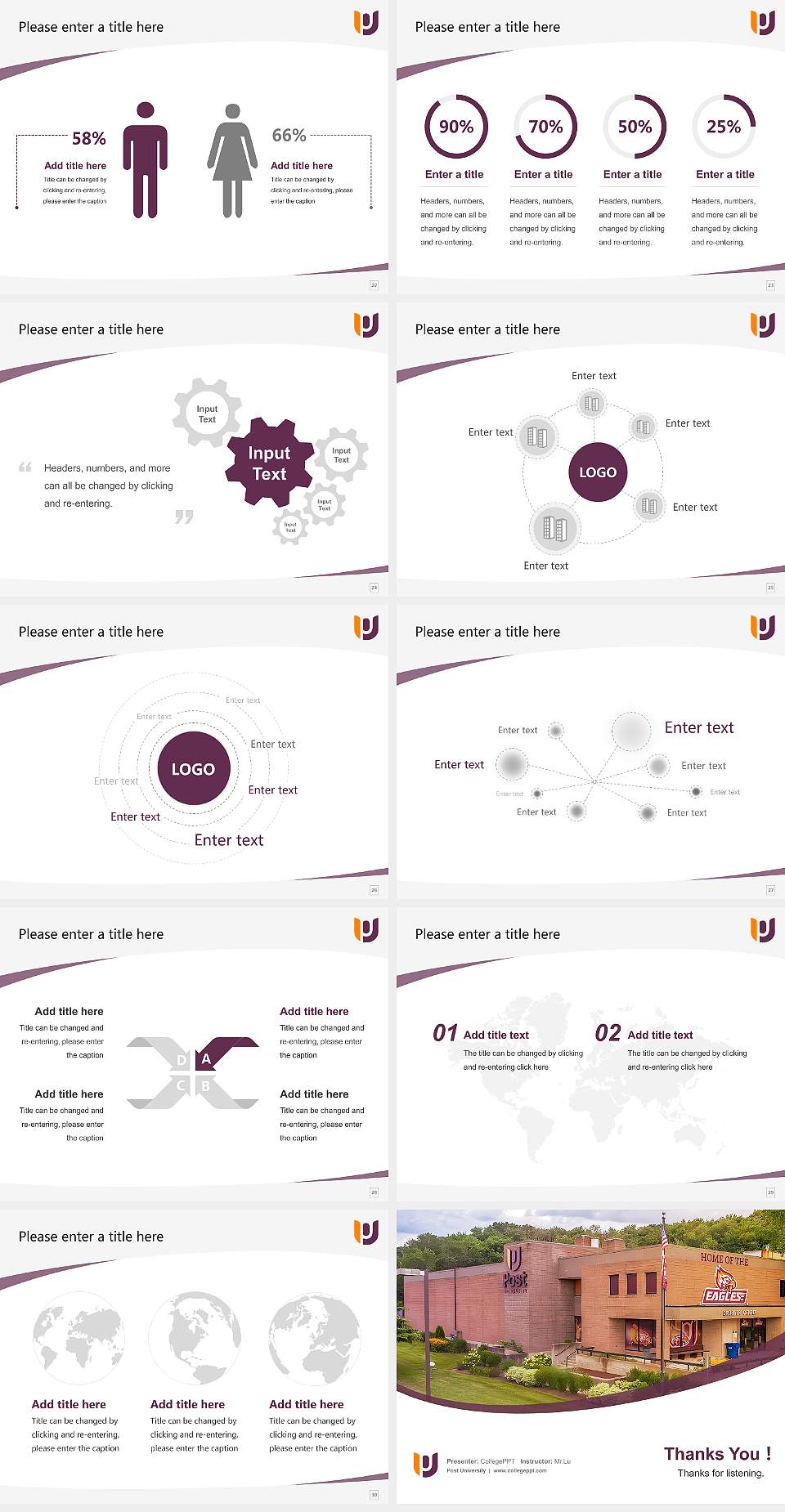 Post University Course/Courseware Creation PPT Template4:3 ratio PPT effect preview image4