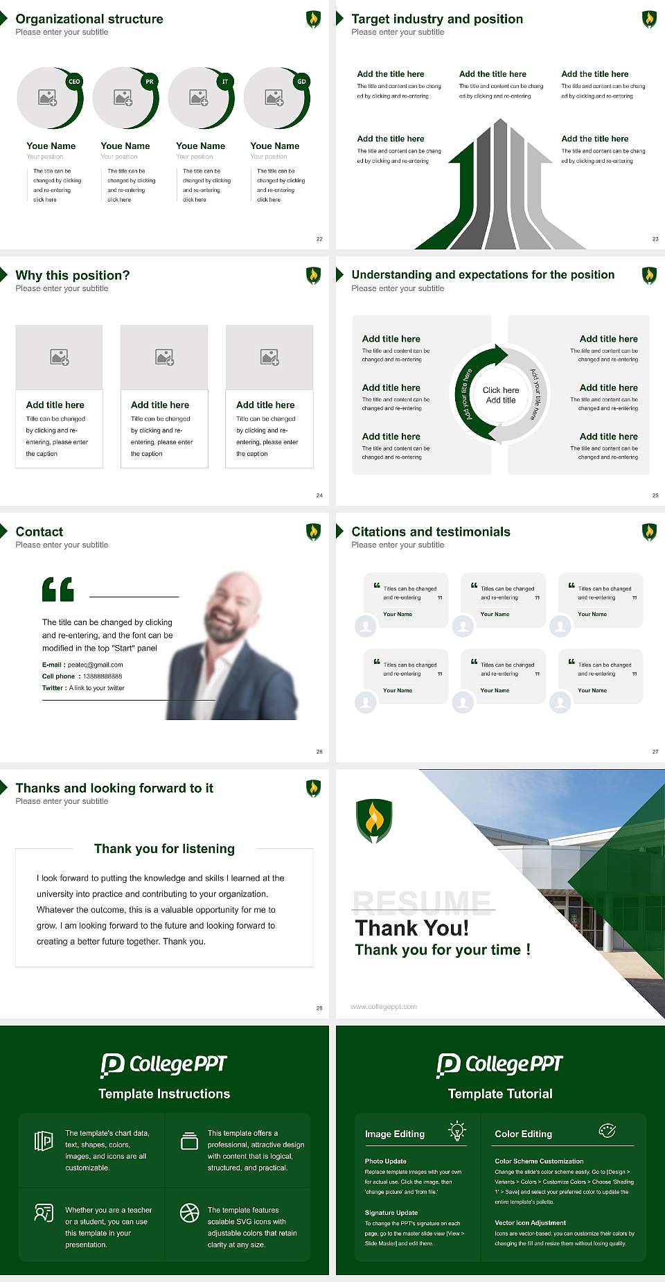 Rasmussen University – Green Bay Resume PPT Template4:3 ratio PPT effect preview image4