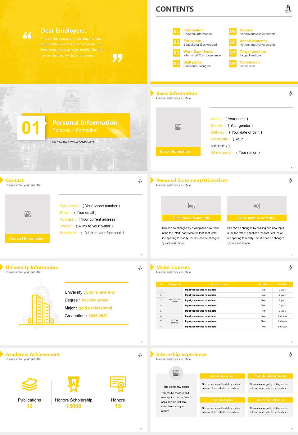 Randolph College Resume PPT Template16:9 ratio PPT effect preview image2