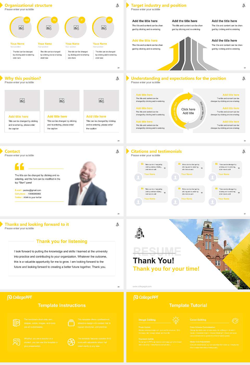 Randolph College Resume PPT Template16:9 ratio PPT effect preview image4