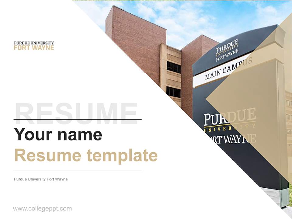 Purdue University Fort Wayne Resume PPT Template4:3 ratio PPT effect preview image5