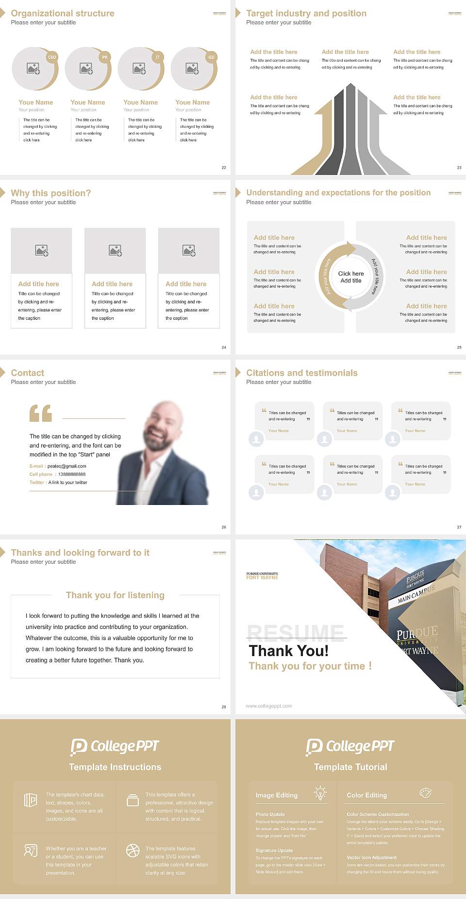 Purdue University Fort Wayne Resume PPT Template4:3 ratio PPT effect preview image4