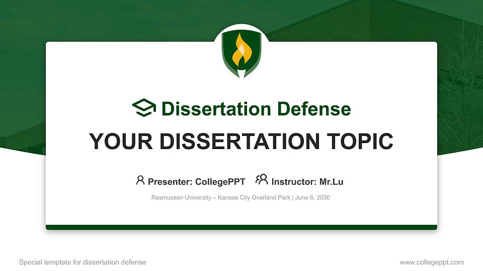 Rasmussen University – Kansas City Overland Park Graduation Thesis Defense PPT Template16:9 ratio PPT effect preview image