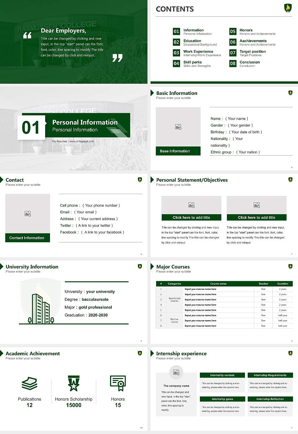 Rasmussen University – Fargo Resume PPT Template16:9 ratio PPT effect preview image2
