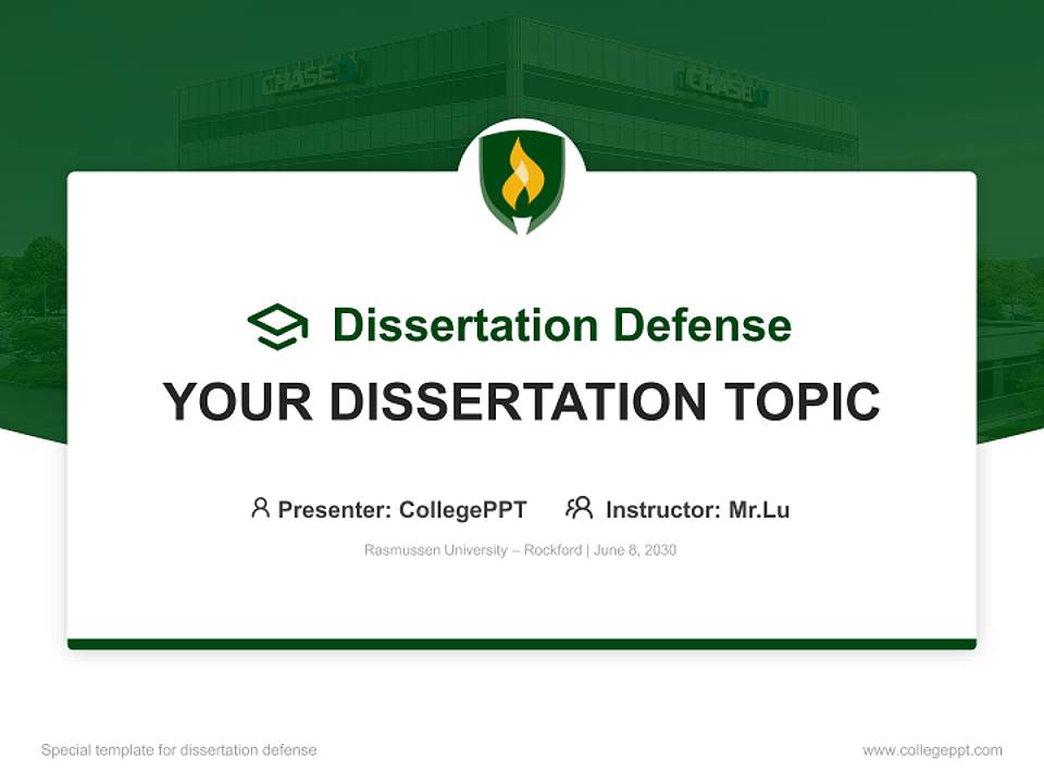 Rasmussen University – Rockford Graduation Thesis Defense PPT Template4:3 ratio PPT effect preview image7